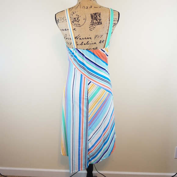 Bebop Striped Asymmetrical Midi Dress - Picture 7 of 8